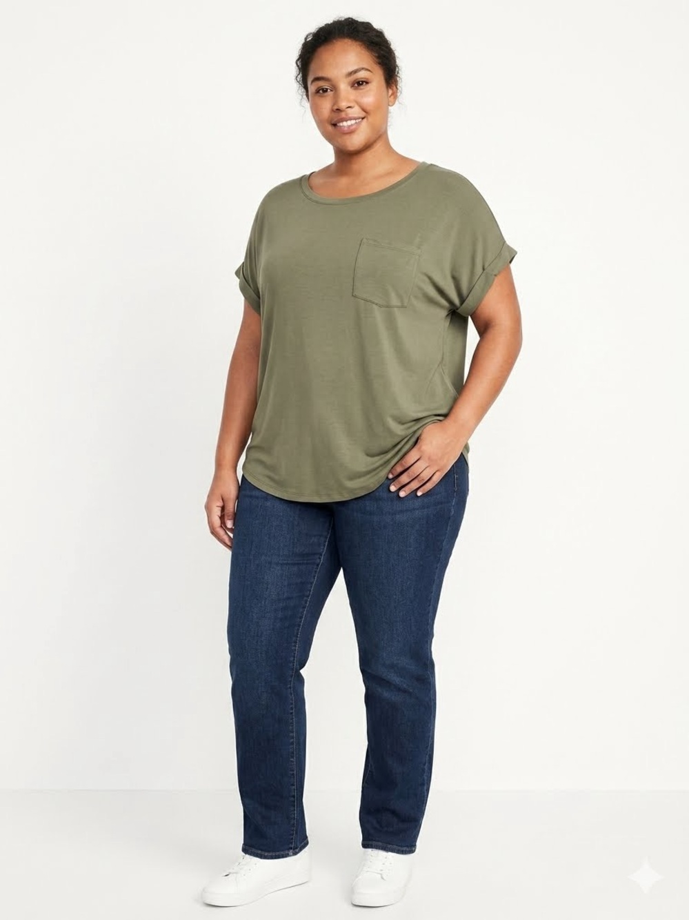 a new day Olive Green XXL Crewneck Pocket Tee